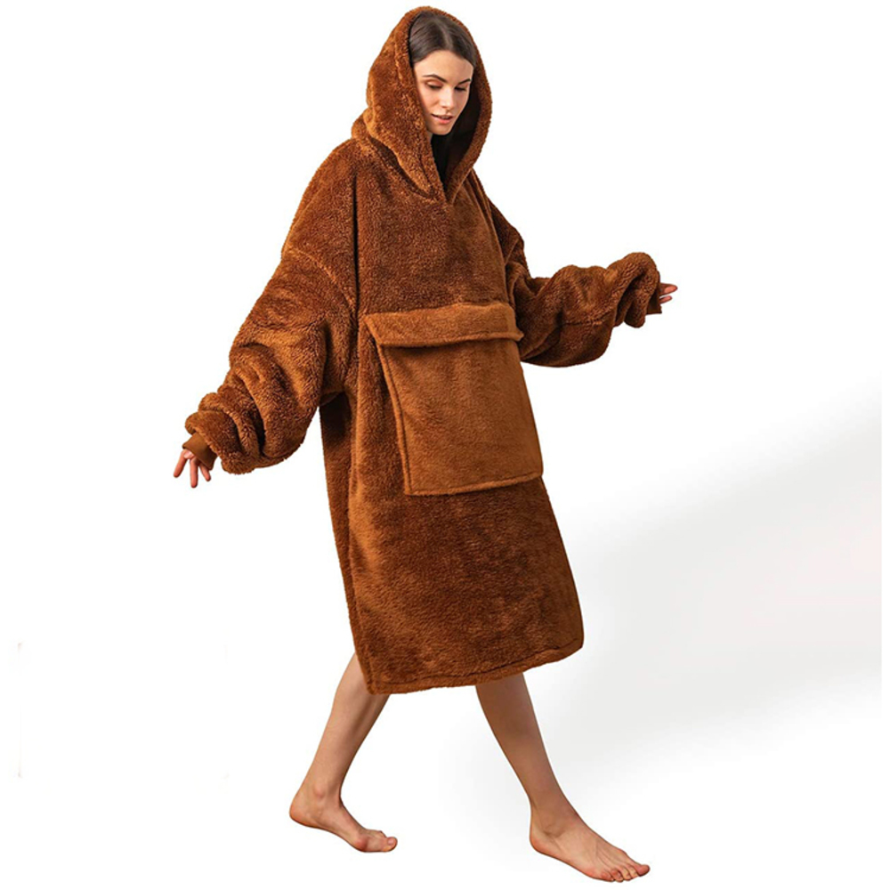 

Oversized Sweatshirt,Comfortable Giant for Women Men Wearable Oodie Hoodie Blanket with Pocket Sleeves, Beige