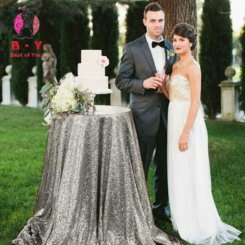 

B·Y 50inch-125cm Glitter Tablecloth for Round Table Grey Sequin Table Cover Girl Birthday Decor Wedding Party Decor1, Red