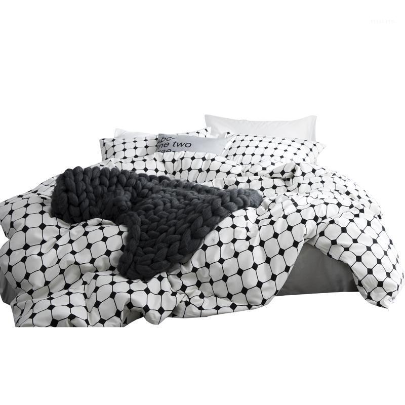 

50 100% cotton The letter printing duvet cover set black and white stripe bedding set 4pcs Home Textile king Queen size1, 01