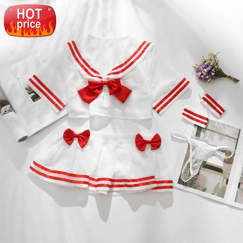 

Women Cute Dress Lolita Strawberry Printed Erotic Costume School Girl Uniform Outfit Sexy Student Uniform Japanese Lingerie #sl7A, Black;white