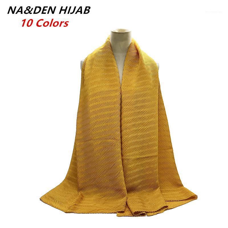 

Solid Crinkled scarf Mini ridged muslim headscarf Wrinkle fabric bandana femme hijab Women muffler Ladies shawls 10pcs1