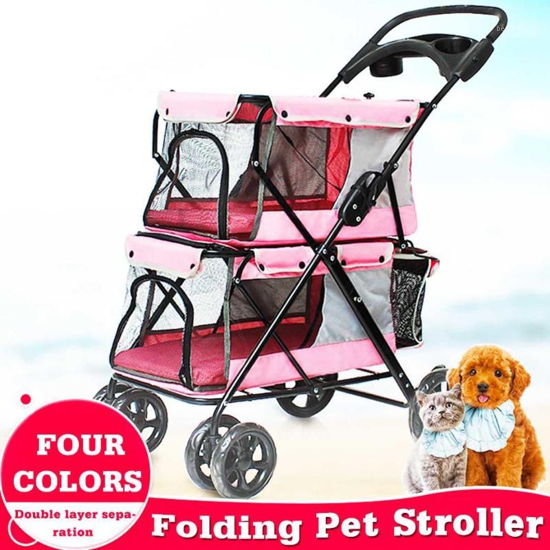 

Lightweight Portable 4 Wheel Folding Double-layer Pet Stroller for 2 Dogs with Large Space Double Cat Strollers Outdoor Travel1