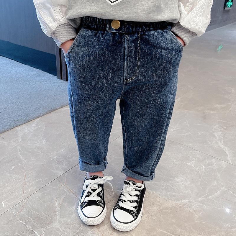 

Cool Jean Pocket Thicken Spring Autumn Trousers Long Pants For Girls Boys Sport Children Kids Clothing Teenagers High Quality, Blue