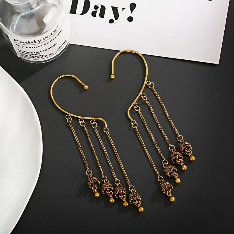

Bohemian Gold Color Jhumka Earrings Womens Ethnic Long Tassel Hanging Ladies Dangle Earrings Fashion Jewelry