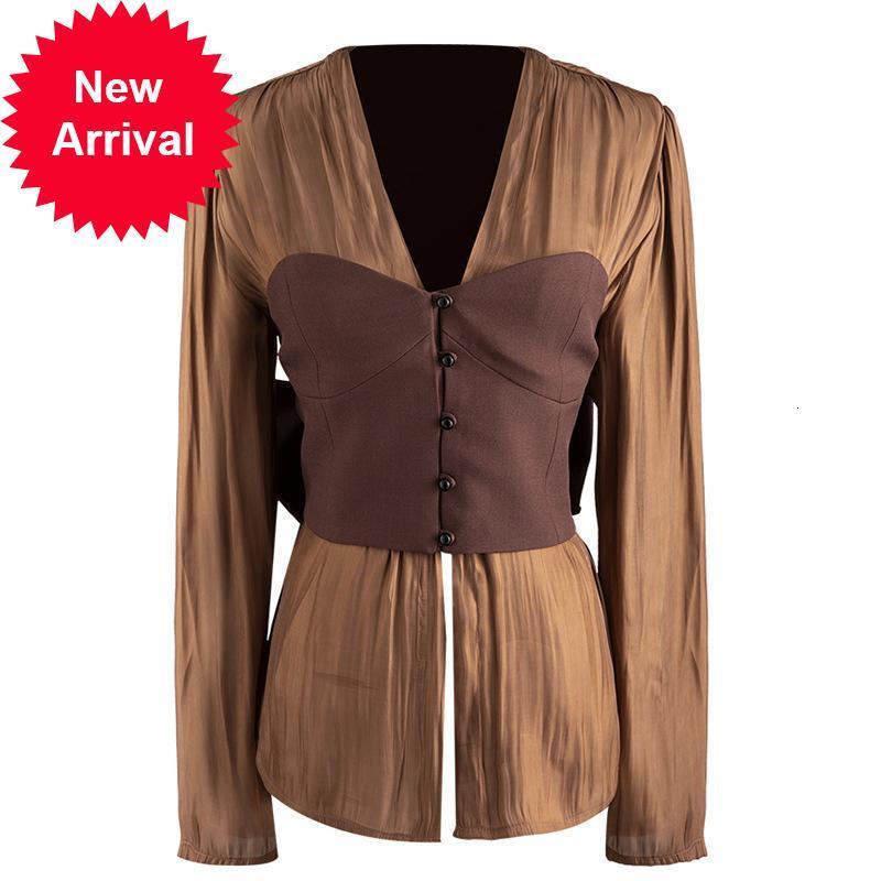 

Autumn 2021 New Long Sleeve Bow Design Loop, Feminine, Fashion 1AMS, Brown