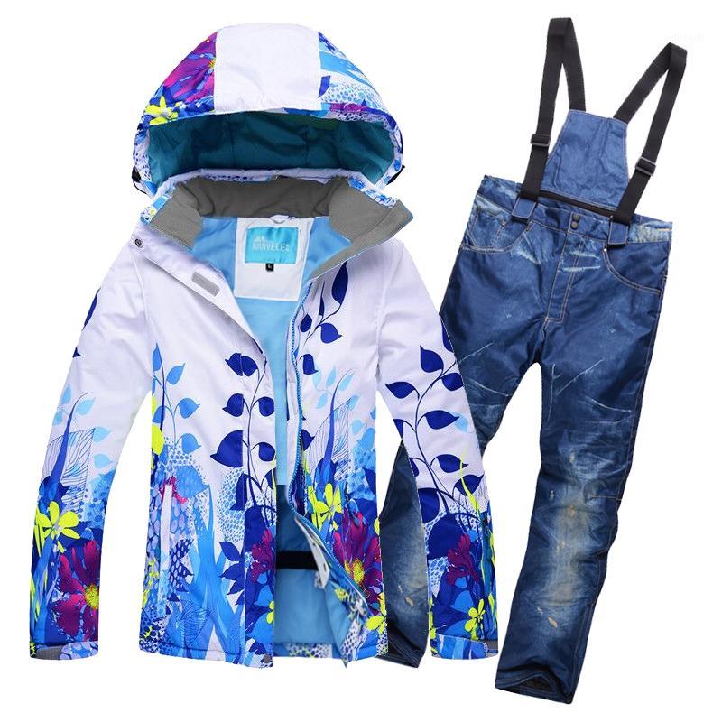 

Men Women Print Flowers Snowboard Suit Snowboard Jacket and Pants Female Male Waterproof Ski Suit Ski Jacket and Pant Set1