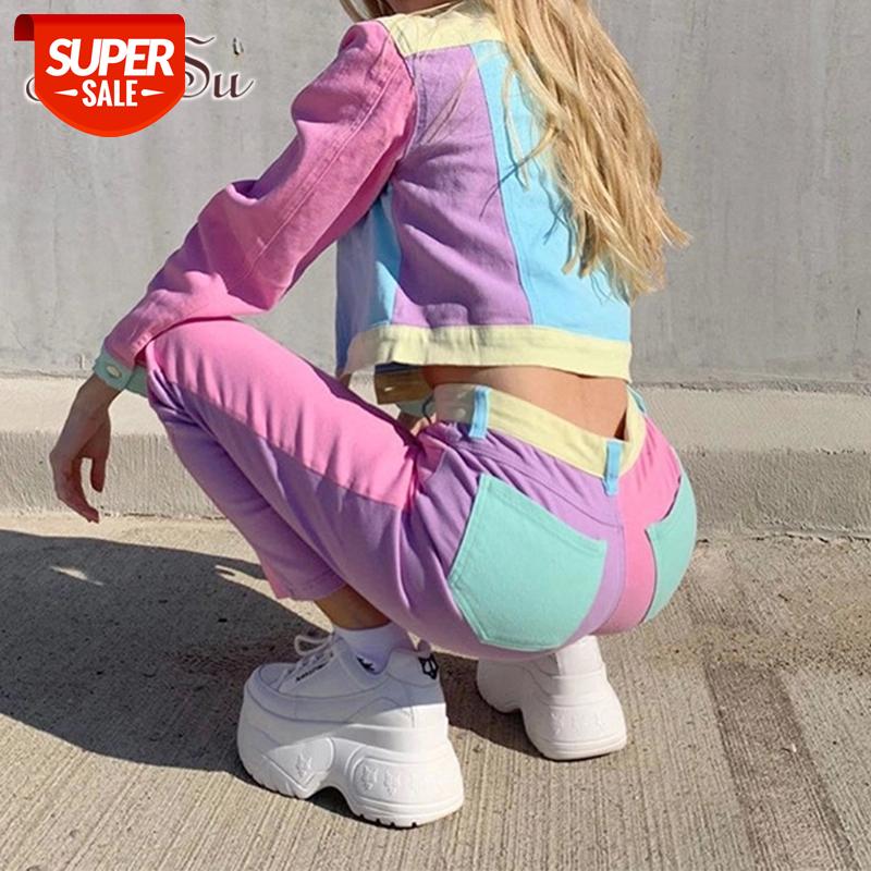 

ArtSu Patchwork Pink Cropped Jacket Women Casual Y2K Long Sleeve Coats Ladies Autumn Button Overcoat Fashion Streetwear PA52019 #L57n, Black;brown