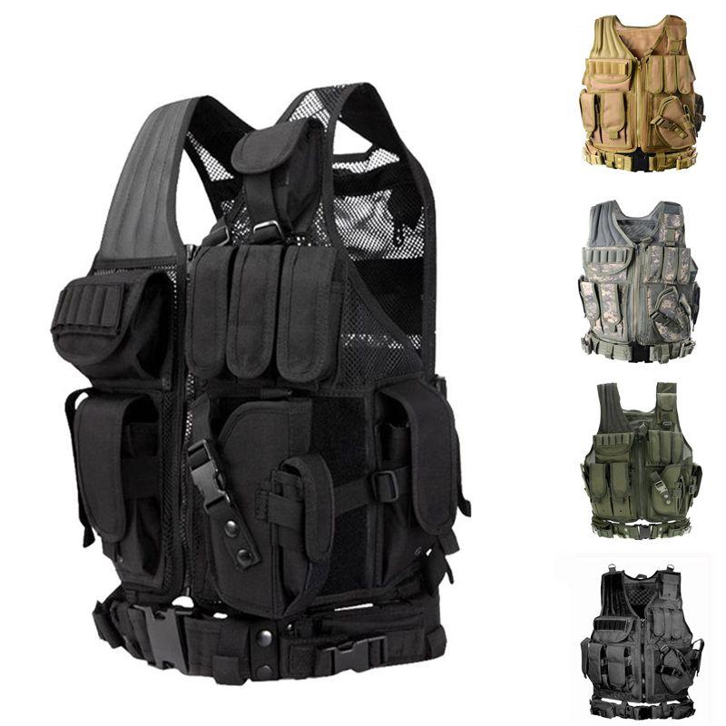 

Camouflage Tactical Vest Men's Combat Armor Vest Adjustable CS Clothing Tactical Gear Hunting Training, Black
