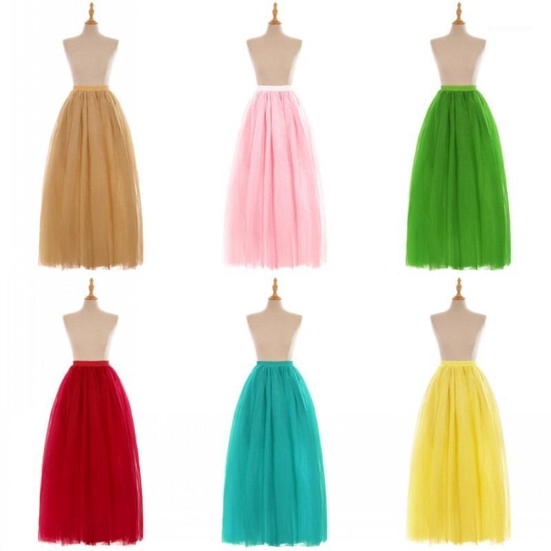 

Layers Women High Waist Long Tulle Skirt A Line Princess Ballet Tutu Faldas Plus Size Korean School Bottom Clothes Mujer Moda1, Red