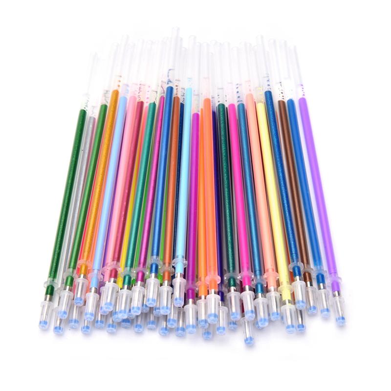 

New 12 /24 /36 /48pcs A Set Flash Ballpint Gel Pen Highlight Refill Color Full Shinning Refill Painting Pen Stationery Kids PenS