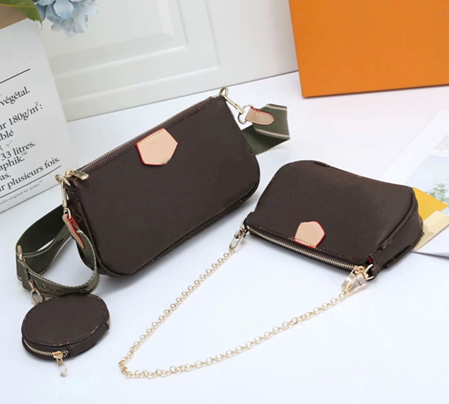 

Favorite multi pochette accessories handbag purse genuine leather L flower shoulder crossbody bag ladies purses 3 pcs purse, Red