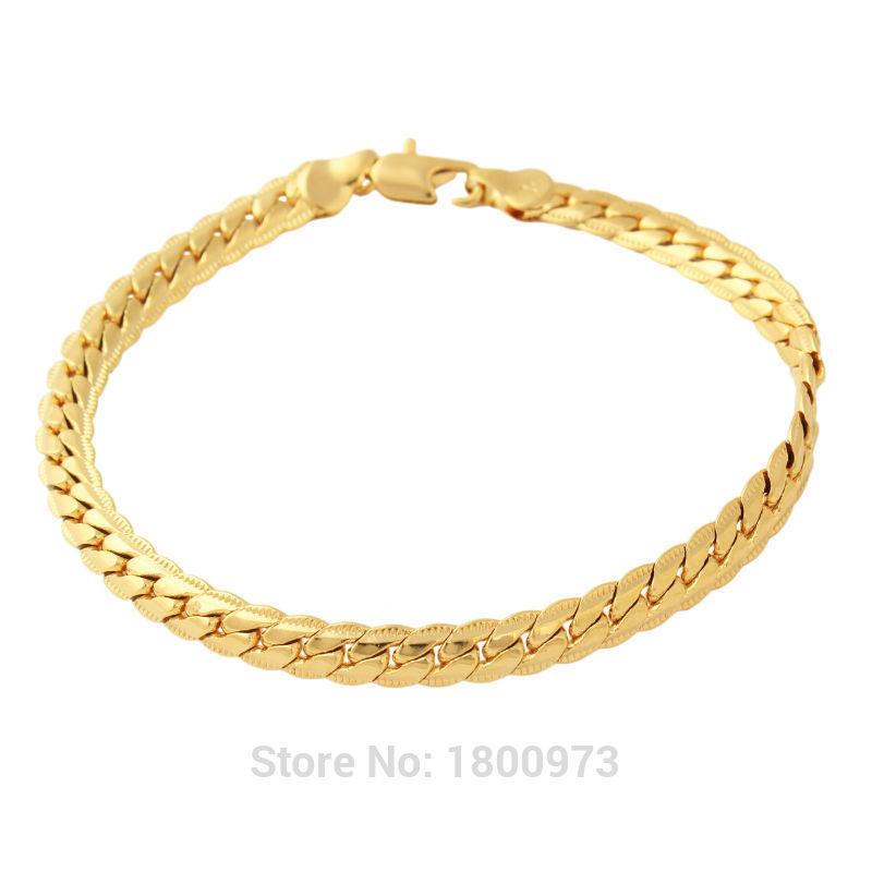 

Gold Folled Plated Bracelet for Men Jewelry Gift Wholesale New Trendy 6MM Wide Chain & Link Bracelet Free shiiping