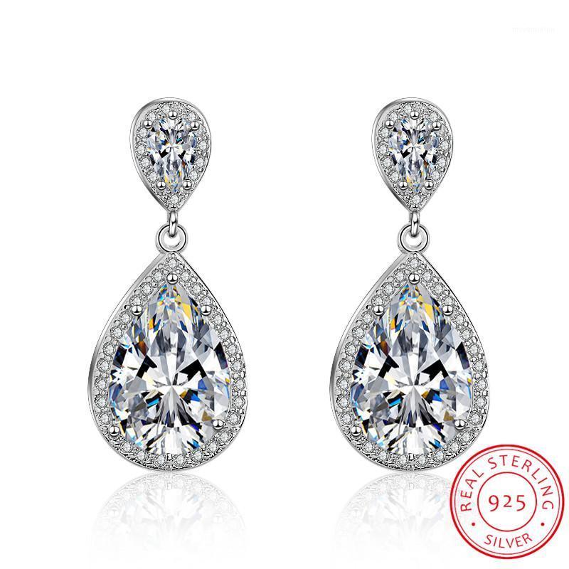 

925 Sterling Silver Pink/white Cubic Zirconia Bridal Engagement Waterdrop Cz Stud Earrings For Women Wedding Fine Jewelry Gift1