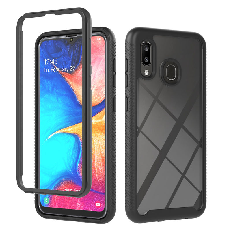 

360 Full Body Slim Armor Phone Case For Samsung Galaxy A01 Core A10 A20 A20S A30 A30S A20E A50 A50S M10 with Front Frame, Black