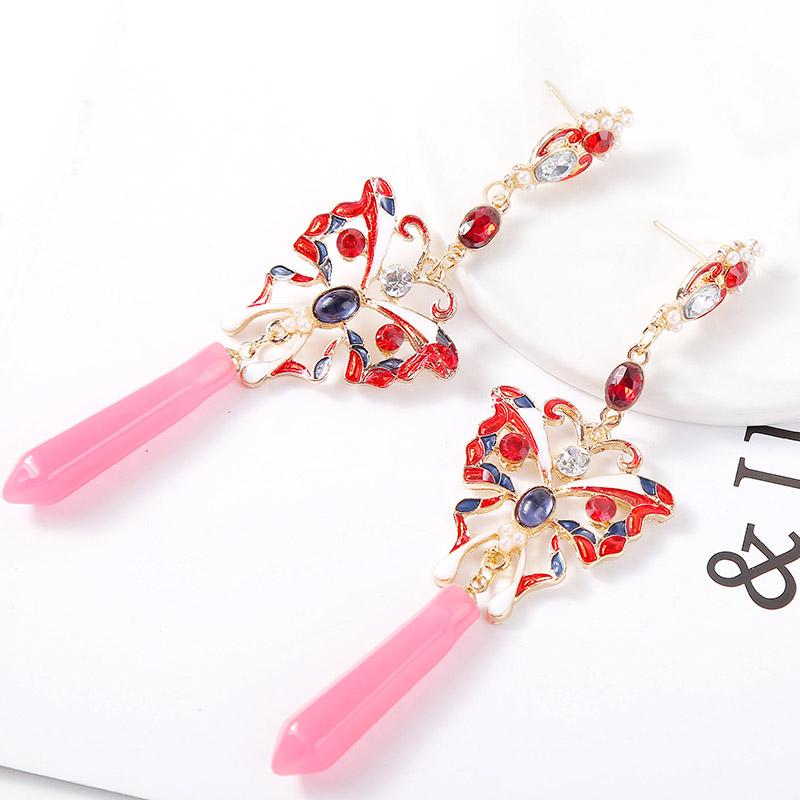 

Fashion Red Enamel Butterfly Drop Earrings For Women Trendy Pink Acrylic Big Dangle Earring Female Party Statement Jewelry Gifts