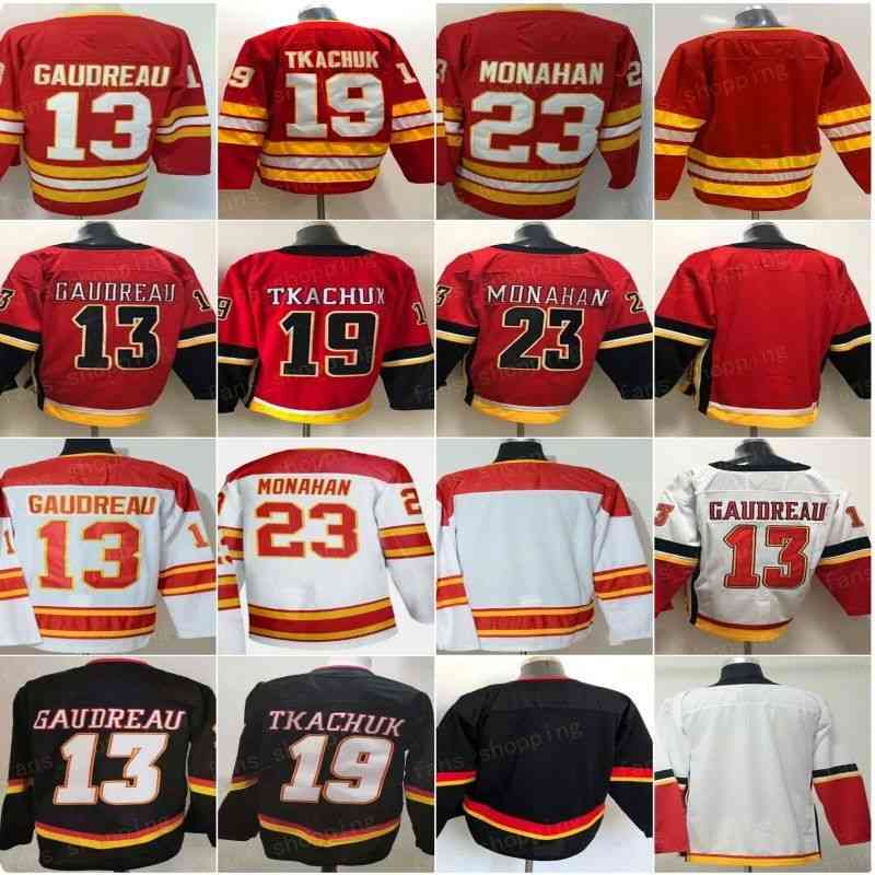 

Reverse Retro 19 Matthew Tkachuk Jersey Hockey ICE 13 Johnny Gaudreau 23 Sean Monahan 00 Team Blank Black Red White Orange Men Sport Heritage Classic Stitched