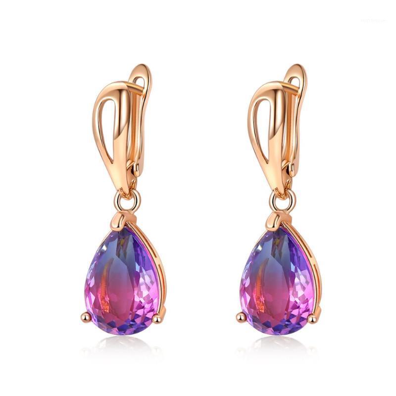 

2020 latest fashion jewelry Tourmaline 10*14 drop earrings plated KC gold earrings Crystal from Swarovskis for Women1