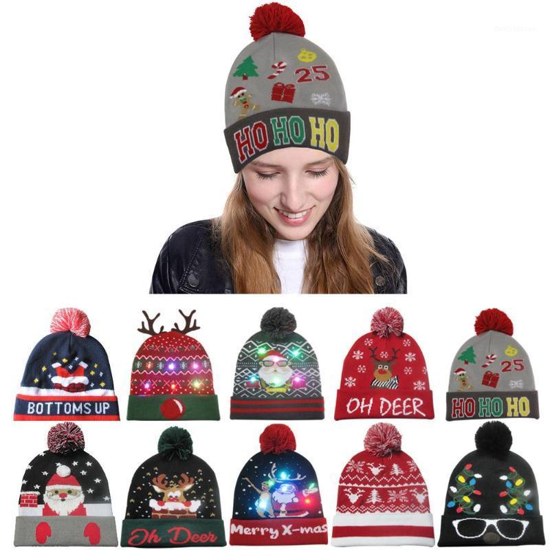 

LED Christmas Beanie Ugly Christmas Sweater Hat Beanie Light Up Knitted Hat For Children Adult Party1