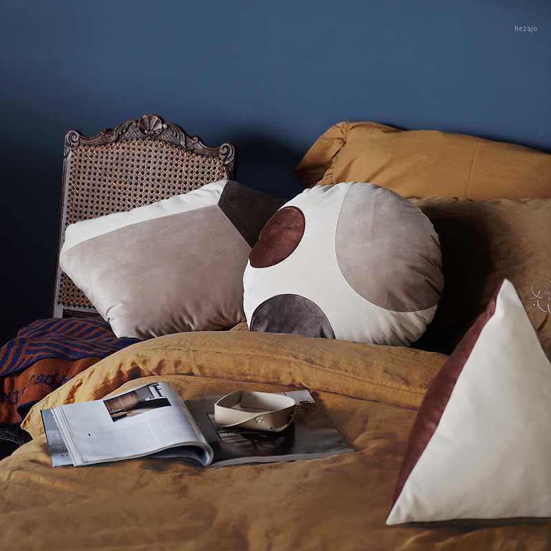 

Nordic Back Pillow Neck Support Bedding Accessories Geometric Shape Round Triangle Morandi Colors Pillows Home Room Cafe Decor1