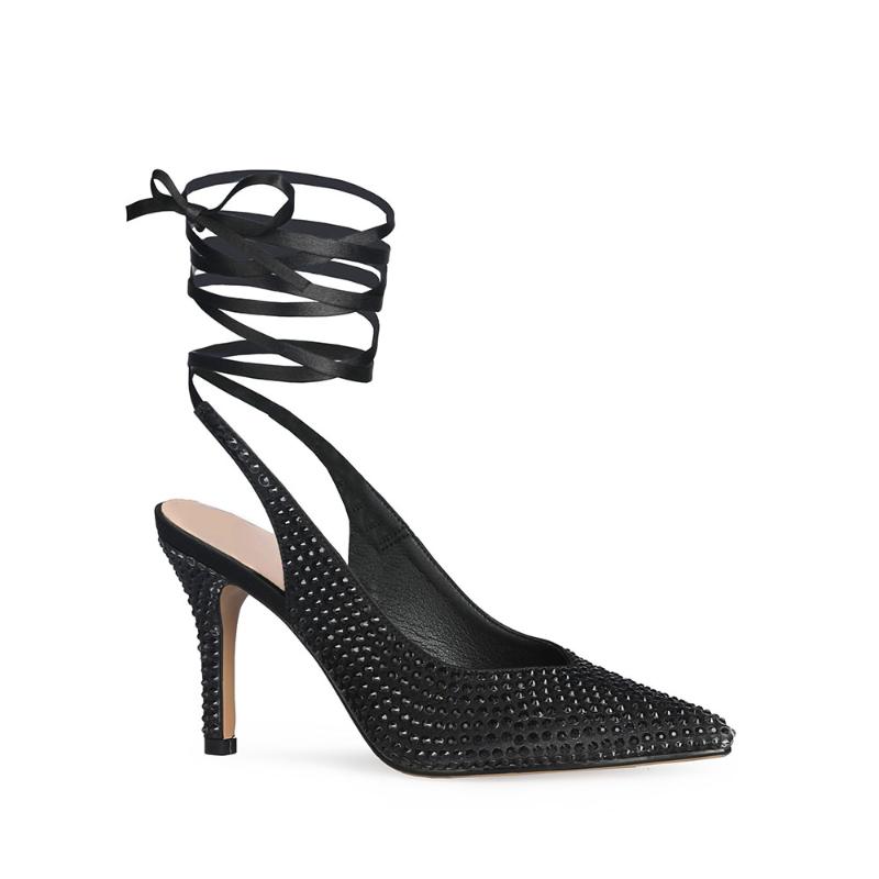 

MKKHOU Fashion Sandals Women 2021 New Summer Pointe Ironing Drill Lace Stiletto Heel 7.5cm High Heels Shoes Open Shoes Women, Black