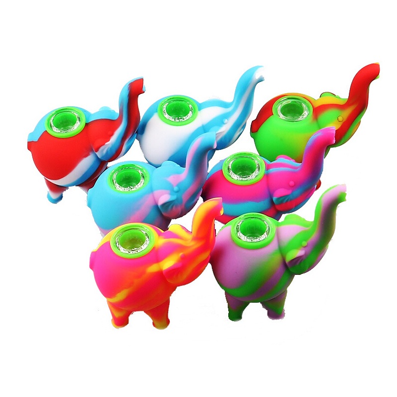 

Elephant Silicon Smoking Pipe Hand Pipe with Glass Bowl 115mmx60mm Silicone Oil Dab Rig Hookah Bongs Glass Bowl Dab Tool Water Hand Pipe