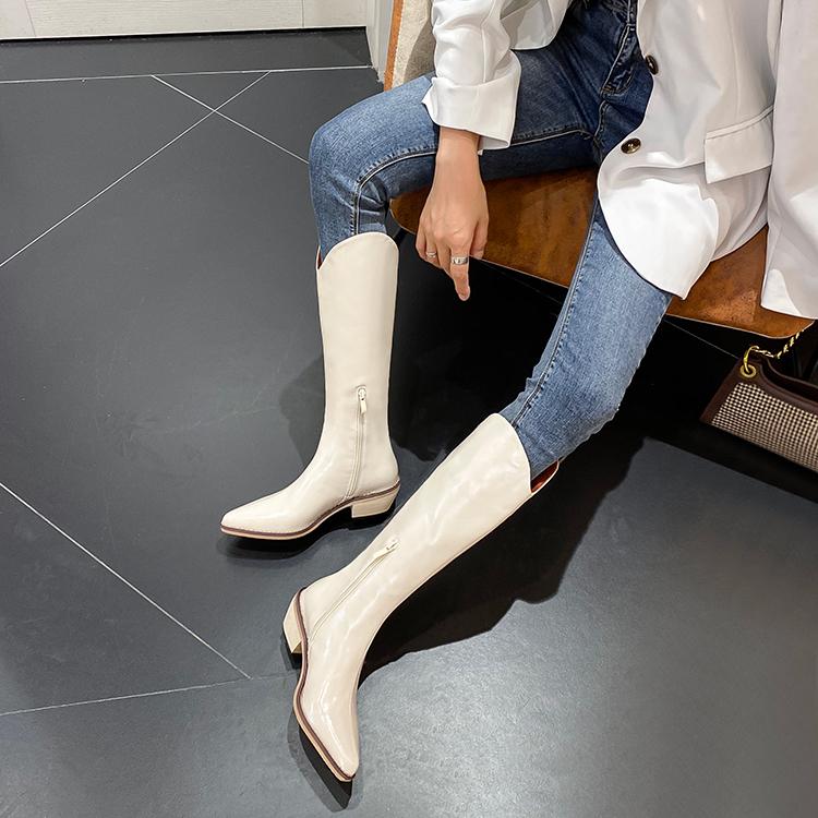 

2020 new cowboy boots boots women, Beige single