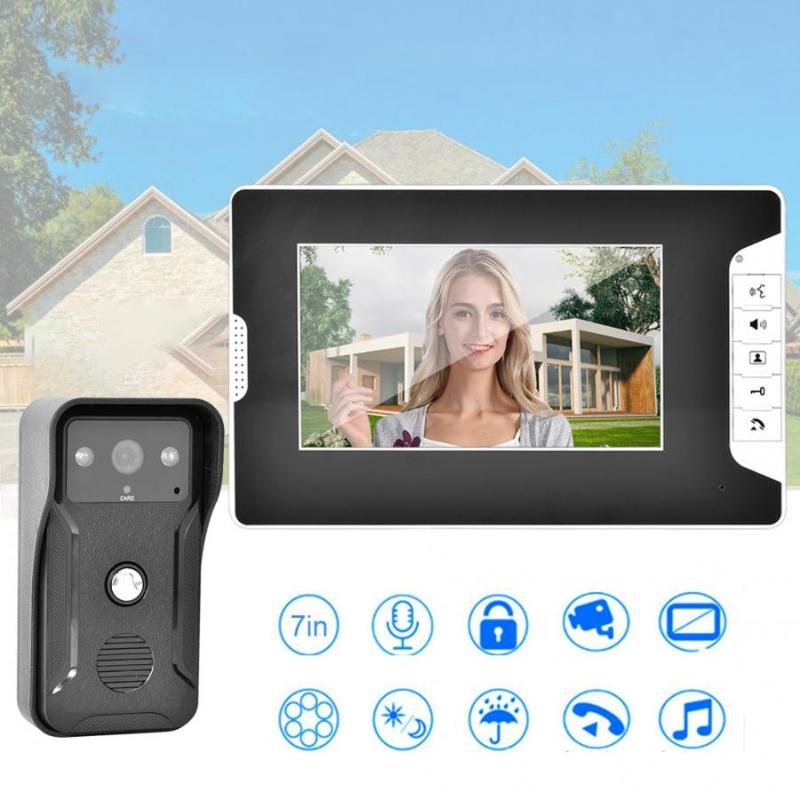 

doorbell camera 7inch TFT LCD Night Doorbell ID Card Security Intercom Camera Video Door Phone 100-240V