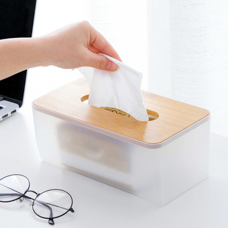 

Bamboo cover matte creative round paper towel tube home living room simple napkin paper box XI22616241