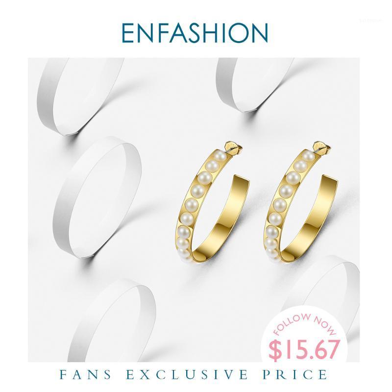 

Enfashion Big Pearl Hoop Earrings For Women Stainless Steel Jewelry Circle Earring Hoops Round Earings Orecchini Cerchio 1810611