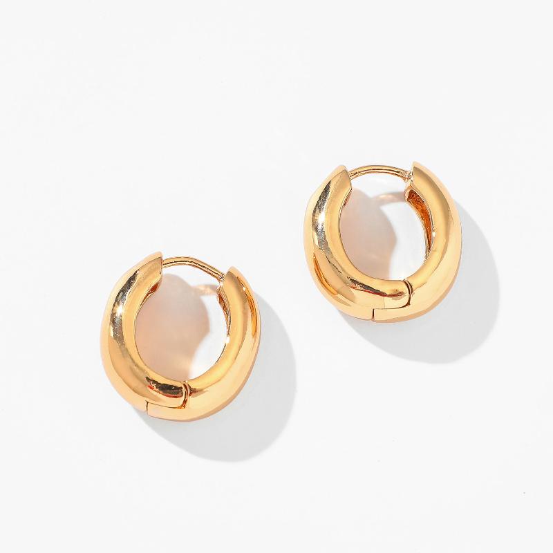

Minimalist Gold Color Brass Hoop Earrings Geometric Round Small Cuff Earrings for Women Girl Metal Party Jewelry