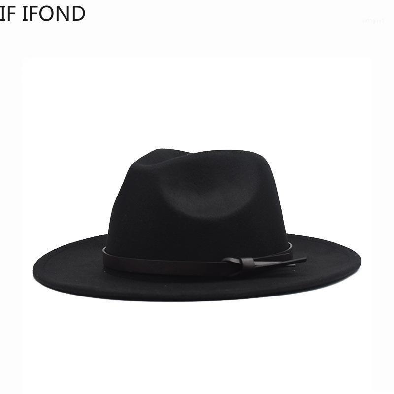

Wide Brim Hats Autumn Winter Men Womens Big For British Style Vintage Laday Jazz Streetwear Felt1, Black