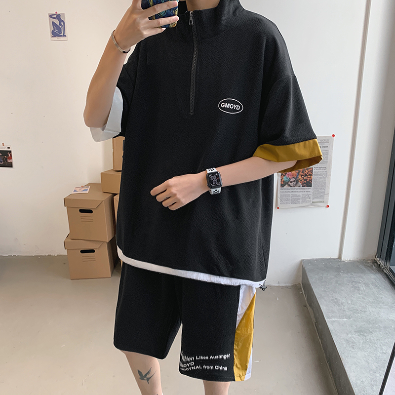 

2021 New Will See Black-white Korea Suits the Sport of Men Put Short Sleeves T-shirt + Sports Pants Track Suit Clothess 25LG, 822 2