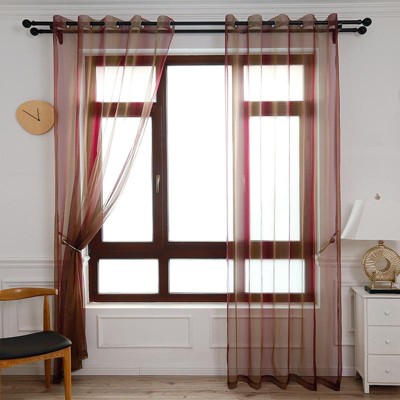 

Modern Gradient Color Tulle Curtains for Living Room Kitchen Bedroom Home Decorative Window Screening Retro Sheer Voile Curtain, Color1