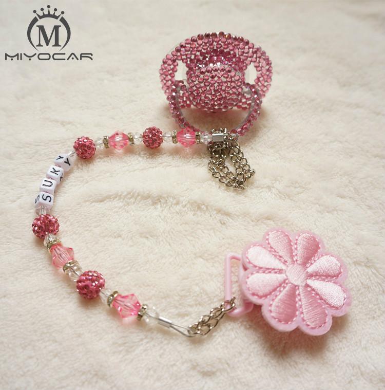 

MIYOCAR bling colorful hand made bling crystal rhinestone Baby Pacifier/ Nipples /Dummy /cocka /chupeta &pacifier clips