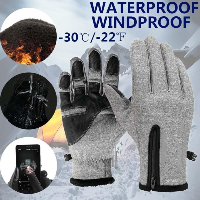 

Fleece Gloves Warm Gloves Motorcycle Riding Winter Waterproof Material Touch Screen Riding Glove Mobile Phone Skiing Bicycle, Black