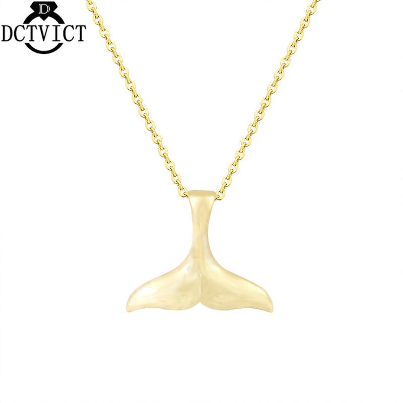 

10pcs/lot Animal Necklace Gold Whale Tail Pendant Necklace For Children Birthday Gifts Stainless Steel Chains Bijoux Femme