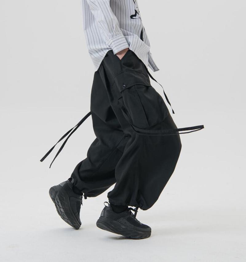 

2020 New Men's clothing Hair Stylist nightclub Catwalk Ribbon overalls Leggings Pants Plus Size Costumes 27-46, Black