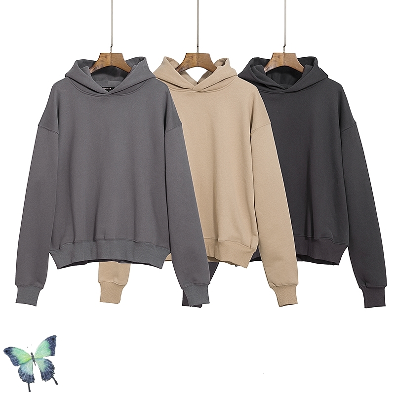 

2021 New Kanye 100%cotton Hoodie Men Women Quality Sweatshirt Season 6 Solid Color High Street Washed Hoodies V330, Beige