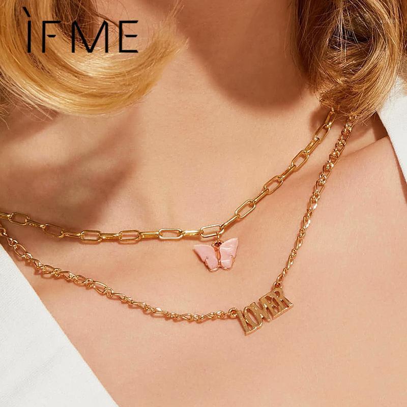 

IF ME Bohemian Metal Name Necklaces Pendant For Women Girl Boho Gold Butterfly Chain Necklace Collares Fashion Jewelry 2020 New1