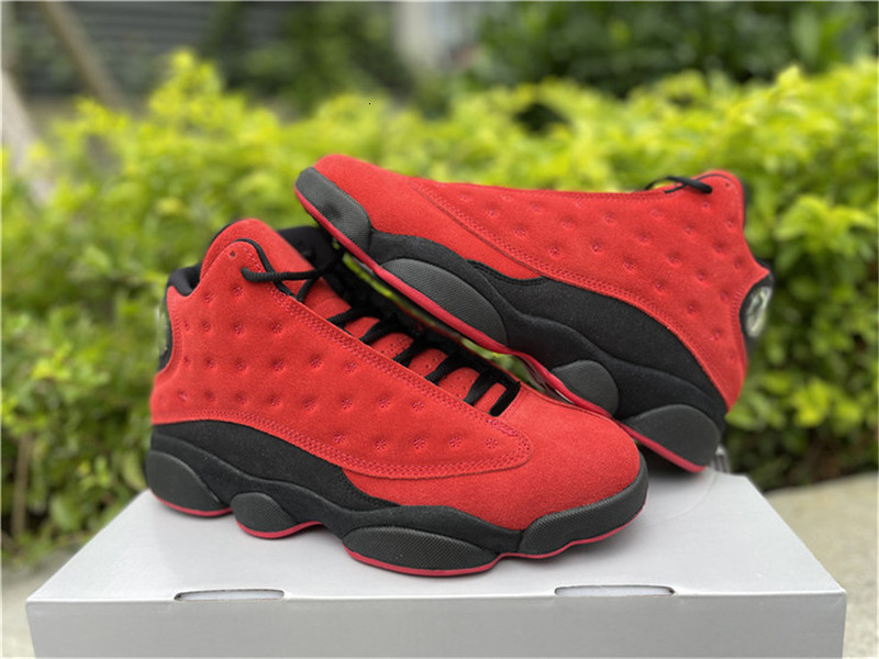 

Newest Authentic 13 Reverse Bred Outdoor Shoes Men 13S Real Carbon Fiber University Red Zapatos Sneakers Sports With Original Box US7-13