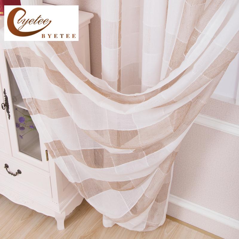 

byetee] Modern Cotton Linen Living Room Window Tulle Kitchen Organza Voile Jacquard Curtains Doors For Bedroom Curtain Drapes
