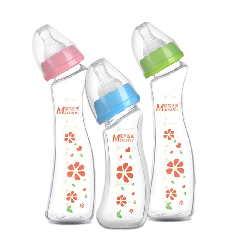 

Morsafe 150ml/240ml Baby Bottle Standard Mouth Safe Glass Nursing Feeder For Baby Feeding Without Handle