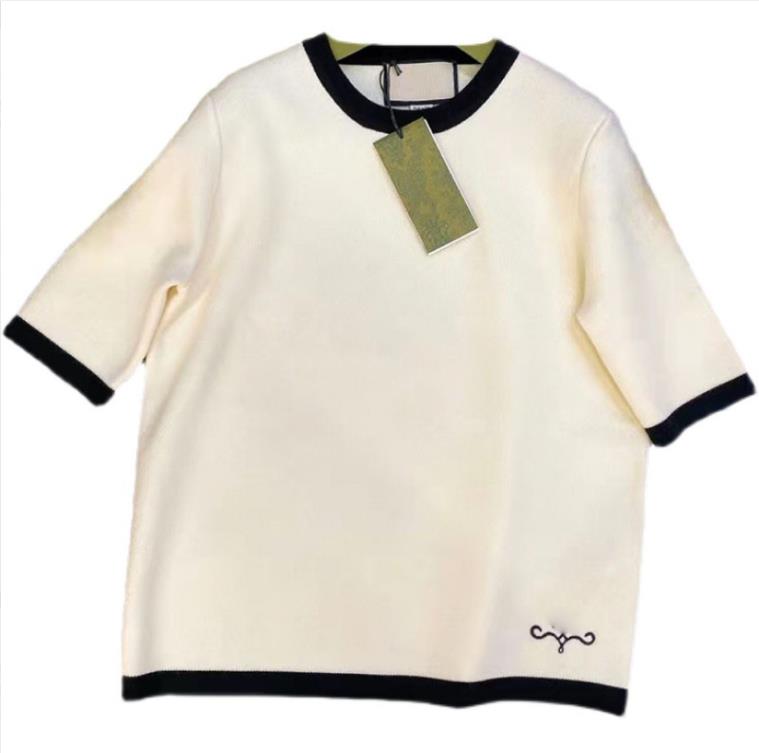 

1120 XL 2022 Spring Brand Same Style Sweater Crew Neck Short Sleeve T Shirt Flora Print Pullover White High Quality Fashion Women Clothes zhenyang, White;black