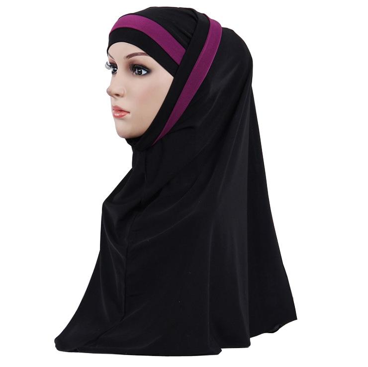 

Muslim scarf for women solid color stripe shawl hijab femme musulman arab wraps headscarf hijabs islamic head scarves kopftuch