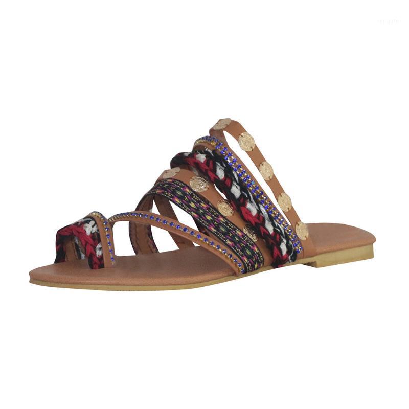 

SAGACE Women's Slipper Bohemian Ethnic Style Shoe Female Flat Open Toe Sandals Flip Flops Beach Slipper New Outdoor Slippers1, Rd