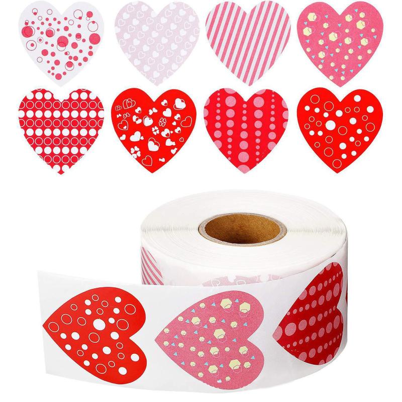 

2 Roll Valentine Day Stickers Fashion Heart Shape Label Self-adhesive Sealing Stickers Roll Decals Gift Decor For Festival