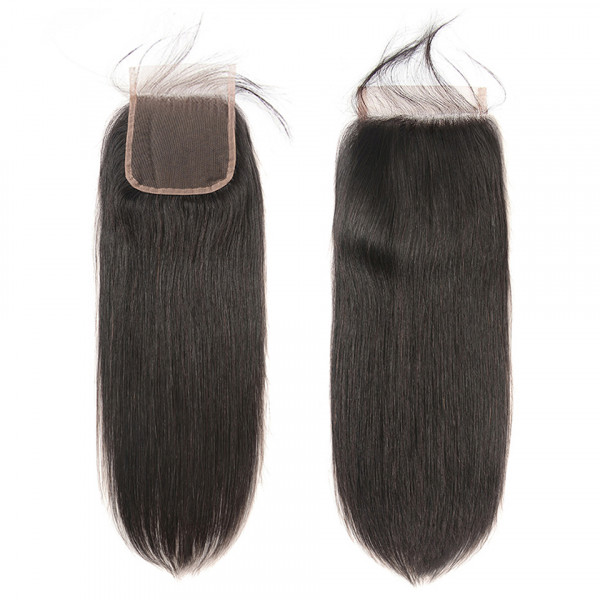 

Natural Color Straight Brazilian Virgin Human Hair 4X4 Lace Closure With Baby Hair Free Part Natural Hairline Closures Body Wave