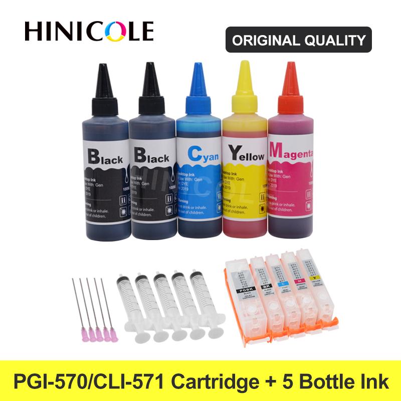 

5 PCS PGI-570 CLI-571 refillable ink cartridge for Canon PIXMA TS6050 TS6051 TS6052 TS TS5051 TS5052 TS5053 printer pgi570