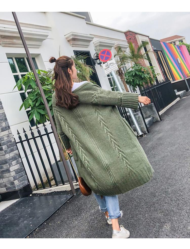 

New Fashion 2020 Autumn Black Yellow Sweaters Women Long Jacket Casaul Knitted Cardigans Tops Female Overcoat LX2195, Beige
