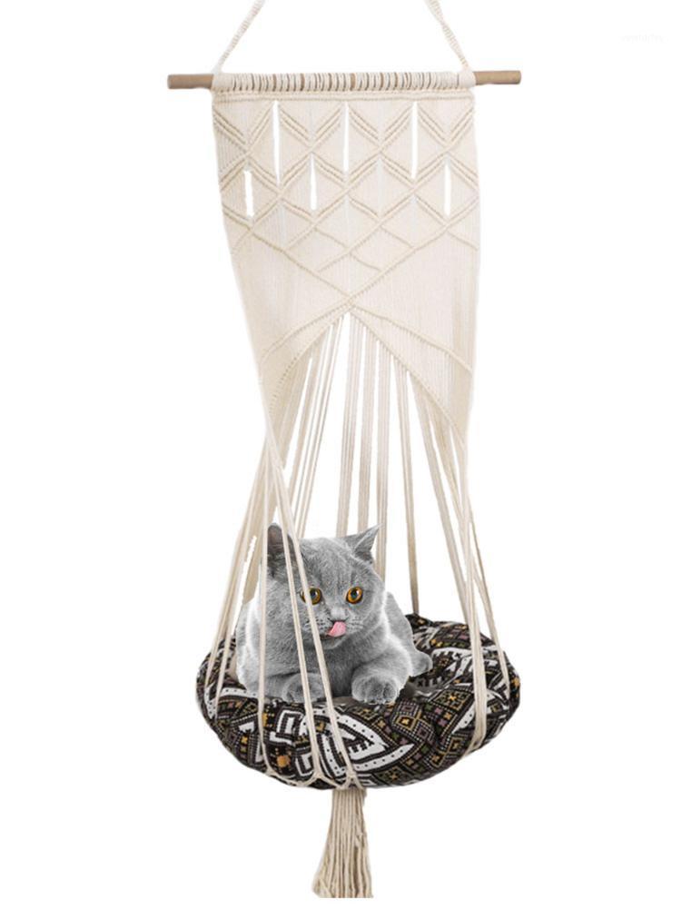 

Nordic Handwoven Cat Hammock Kitten Cage Macrame Hammock Bed Hanging Soft Chair Pet Hanging House Pet Sunny Seat1